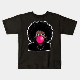 Big Curly Afro Natural Hair Black Woman Kids T-Shirt